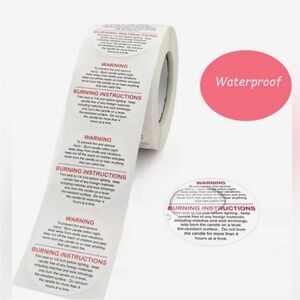 5for$10 Candle Warning Labels 1.5" Candle Jar Container Stickers 500 Pieces
